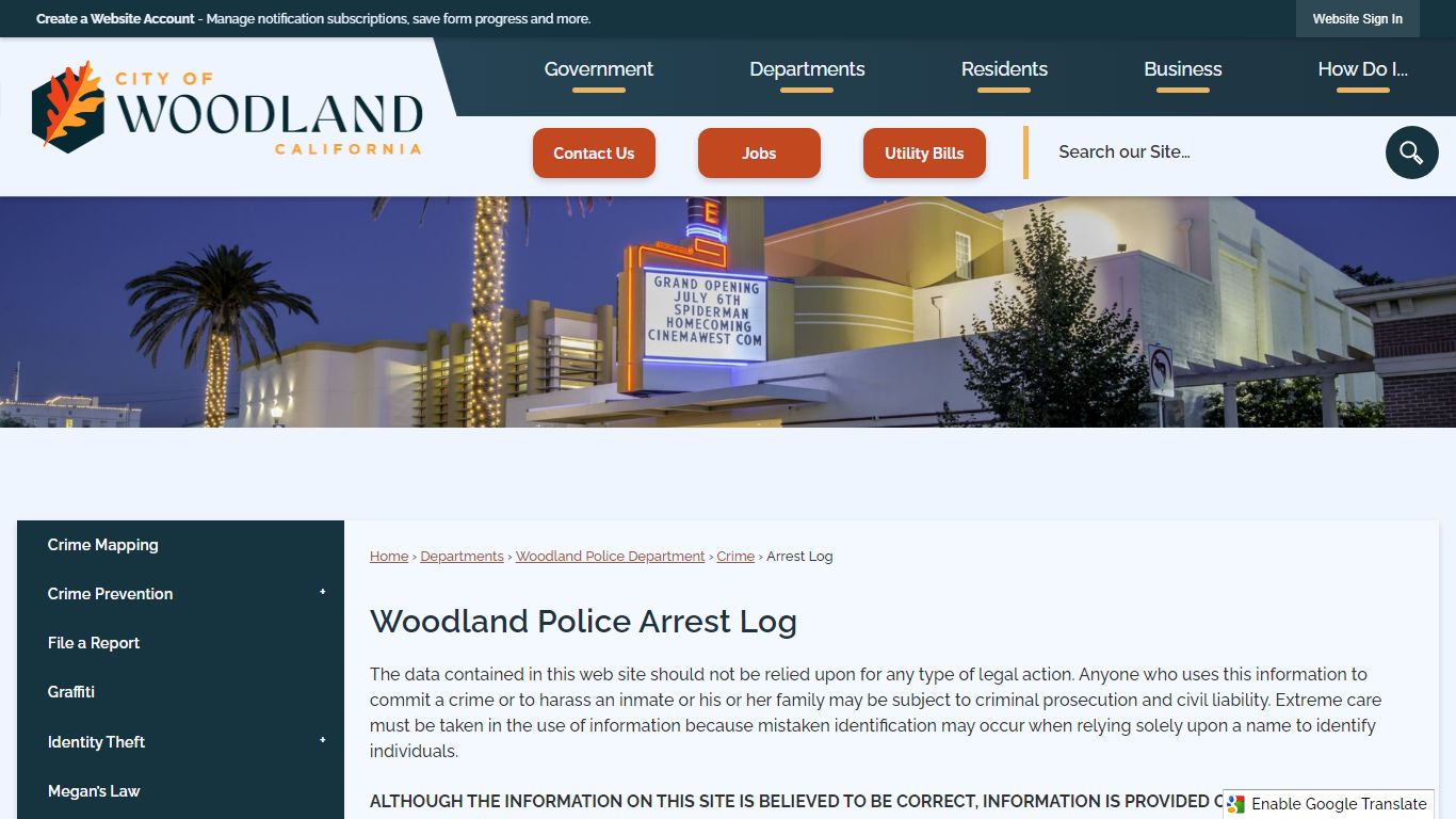 Woodland Police Arrest Log | Woodland, CA
